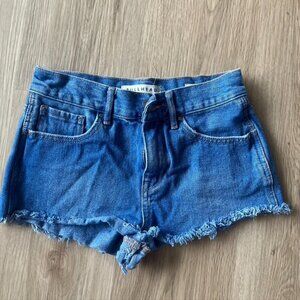 Bullhead Denim Co. High Rise Short Raw Hem Distressed Shorts Size 24 PacSun